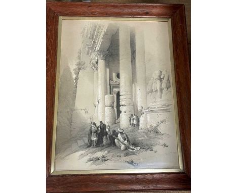After David Roberts (1796-1864) Temple called El Khasne, Petra, lithograph 45.5 x 33cm
