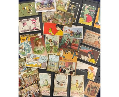 Postcards, first half 20th century. A collection of over 170 postcards, advertising cards and others, including Donald McGill