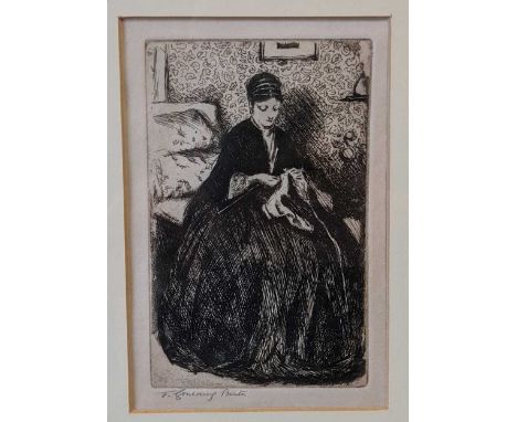 Charles Keene (1823-1891)Hrs Heseltine, proof etching on vellum printed by engraving by F Goulding, signed, 14.5 x 9.5cm (vis