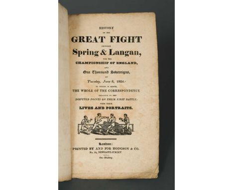 Boxing Chapbook. History of the Great Fight between Spring and Langan for the Championship of England, on Tuesday June 8, 182