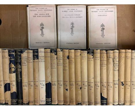 STEVENSON (R L) The Works, Tusitala Edition in 35 vols., 12mo, mostly 5th and 6th impressions 1927, good in blue leather bind
