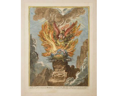 James Gillray, Napoléon Bonaparte - 'Apotheosis of the Corsican-Phoenix'hand-coloured satirical etching and aquatint, publish