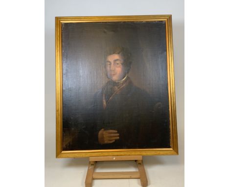 A large oil on canvas portrait of a gentleman. W:63cm x H:77cm
