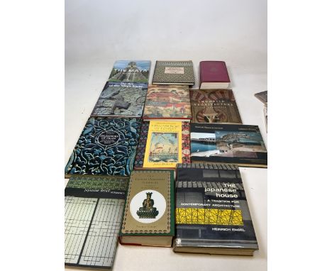 A quantity of books on Japanese and Chinese architecture, Mayan art, Moorish Arcturus and others 