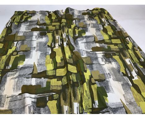  2 pairs of vintage circa 1960 curtains in green, lime and grey print by Gaiety fabrics. Look to be in good condition given a
