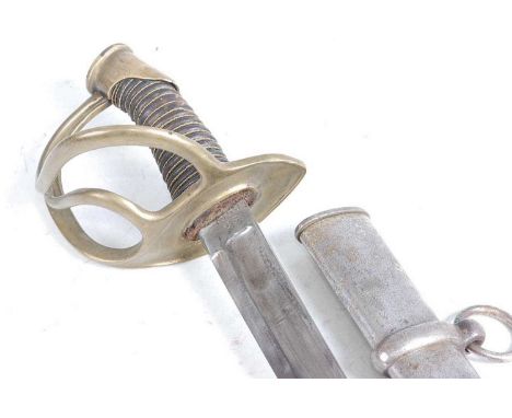 * An 1860 pattern U.S. Cavalry sabre, the 89cm curved fullered blade stamped to the forte 1860 US, having a brass three bar h