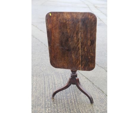 A 19th century mahogany provincial rectangular tilt top occasional table, on turned column and tripod splay support, 29" wide