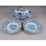A pair of 19th century Masons Ironstone blue and white decorated soup plates, 9 1/2" dia, and a