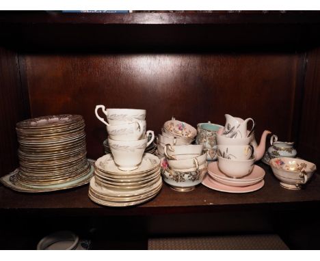 A quantity of Paragon teawaresCondition:Small blue Poole bowl is cracked.A Queen Anne Harvest pink teacup handle is gluedPara