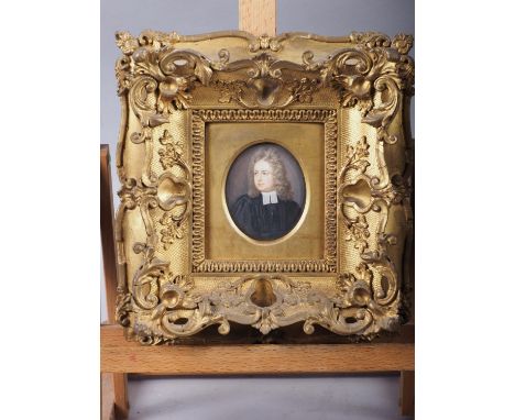 Christian Richter, 1711: a portrait miniature watercolour of Archdeacon Nicholas Kendall of Pelyn, Cornwall, 2 3/4" x 2 1/4",
