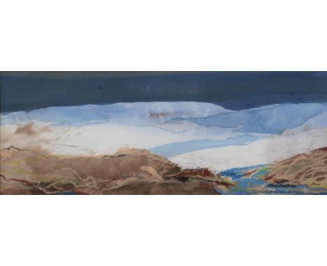CHARLOTTE H. M. BRYCE (BRITISH b.1947) EVENING SNOW Mixed media, signed lower right, dated 1977, 9 x 22.5cm Title inscribed t