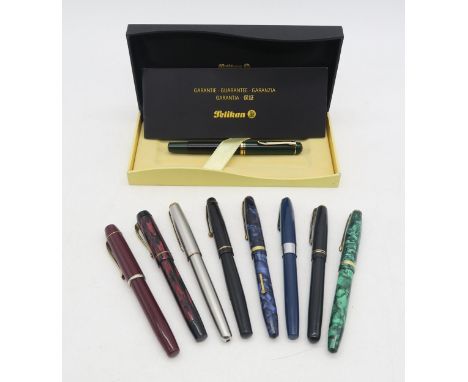 A small collection of vintage fountain pens, comprising Senator, Waterman's, Sheaffer and Parker examples, a Wyvern No. 8&nbs