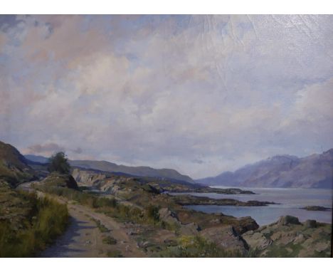 DONALD M SHEARER&nbsp;Coastal road, signed, oil on canvas, 59 x 79cm Condition Report:Available upon request