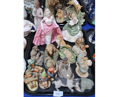 A pair of watercolours after Berta Hummel, Hummel figures, a Doulton figure, a Coalport figure and assorted Border Fine Art g