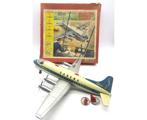 A large Schuco Elektro Radiant 5600 "Sabena" tinplate model aircraft, boxed; together with a Japanese tinplate battery-operat