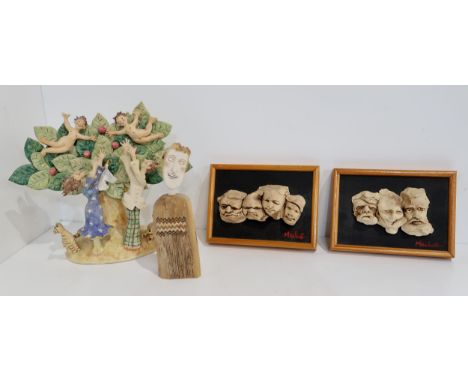 HELEN KEMP (SCOTTISH) FAMILY TREE&nbsp; Ceramic, dated (20)04, 20 x 24cm Together with 2 other clay sculptures, signed 'Macki