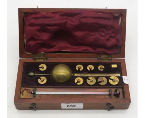 A Sikes' Hydrometer in boxwood-strung mahogany case Condition Report:Available upon request