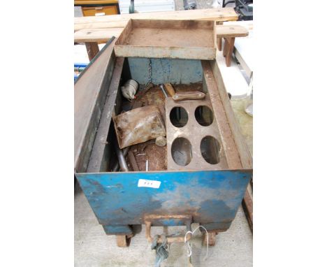 A metal toolbox plus contents.