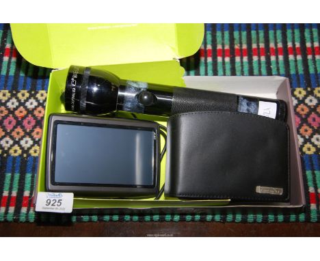 A Mag light torch and a TomTom Satnav.
