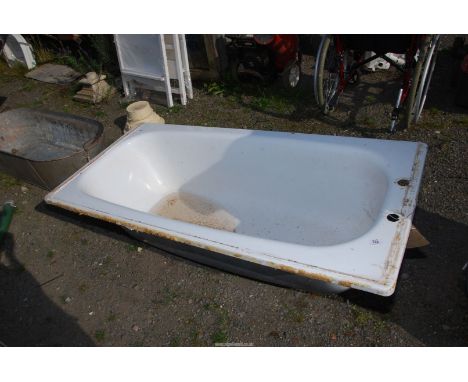A metal enamel bath.
