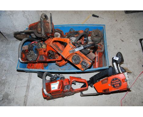 A quantity of Husqvarna, Stihl, and Dolmar, etc chainsaw engines.