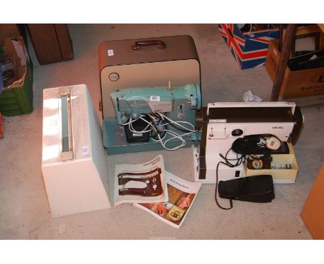 A cased 'Singer' electric sewing machine, plus a cased 'Viking' Husqvarna electric sewing machine (intermittent needle jam/po