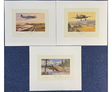 Superb WW2 Nicolas Trudgian Signed Collection of Three 11x10 inch Prints. Gunther Rall Signed on Black 13 Print. Nicolas Trud