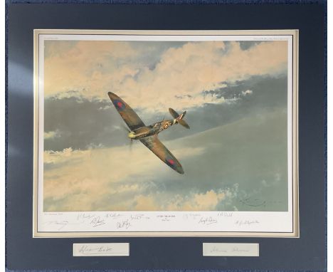 WW2 Colour Print After The Storm by Robert Taylor Multi Signed by Jack Rose, R H Jones, J R Tombs, A G Milliard, Tony Pickeri