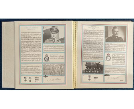 Superb Signed WW2 Bomber Aircrew Profile Collection, in RAF Blue Folder. Signatures include Flt Lt Victor Azzaro, Marshal of 
