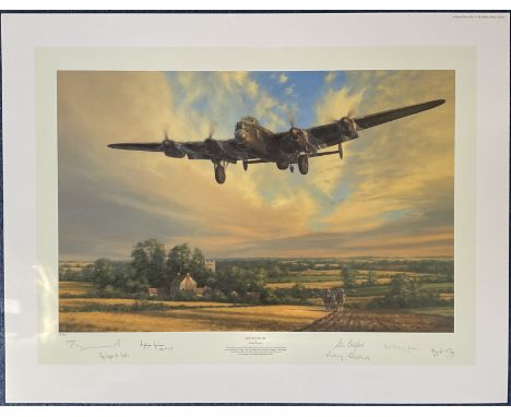 WW2 6 Veterans and Artist signed King Of The Air Colour Print by Anthony Saunders. Signatures include Reg Payne, Sydney Grime