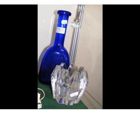 An Orrefors icicle vase together with a Kosta Boda by Erik Hoglund blue vase