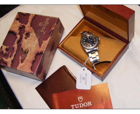 A gent's vintage Tudor 'Lollipop' dial Oyster Prince wrist watch - circa 1984 - with original paperwork, box and receipt COND