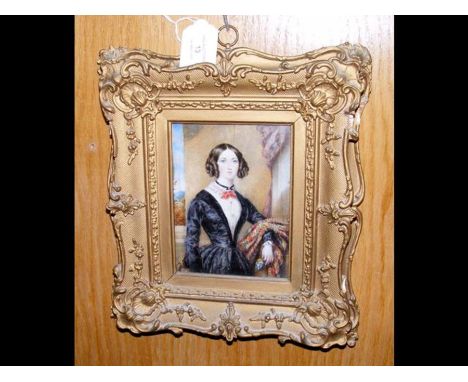 A 19th century portrait miniature on ivory of Lady Edward Russell - mother of English cleric and assistant curate of St. Alba