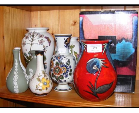 A Poole Pottery vase, together with assorted vases 