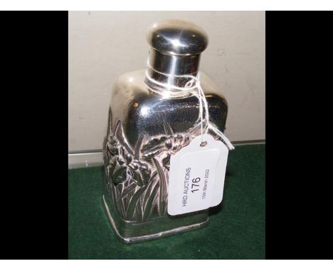 A Japanese silver scent bottle with floral relief work decoration and signature mark to base - 11.5cms highCONDITION REPORTIn