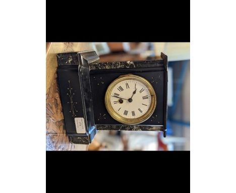 A Victorian slate and marble mantel clock 