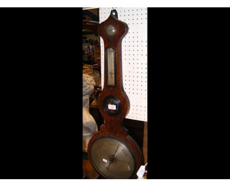 A 19th century rosewood wheel barometer/thermometer