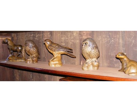 A collection of five Poole Pottery B. Linley-Adams animal figures