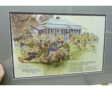 Feliks Topolski - 'Lords; New Zealand v Middlesex'  coloured print  9'' x 12''  framed; RD Beattie - 'The North of Ireland Cr