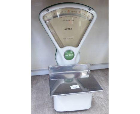 'Vintage' Avery white enamelled grocers scales  21''h      RAB
