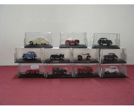 Eleven 1:76th Scale Diecast Model Lineside Vehicles, by Oxford, including MGA Chariot red, all cased.