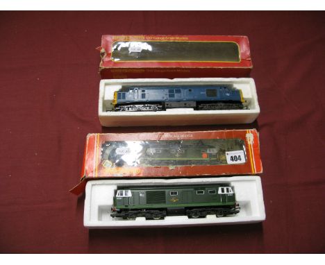 Two Hornby 'OO' Scale Diesel Locomotives, a Class 35 in green and a Class 37 in blue, both in poor boxes.