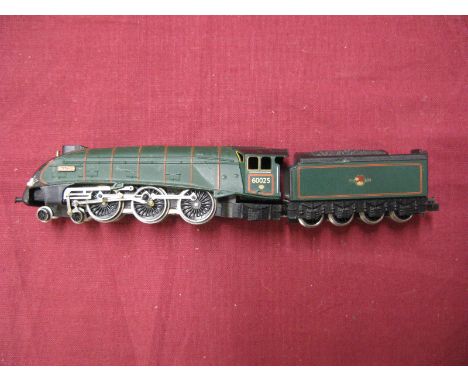 An 'N' Gauge 4-6-2 A4 Locomotive and Tender - 'Falcon', in BR green, by Graham Farish, unboxed, (one buffer missing).