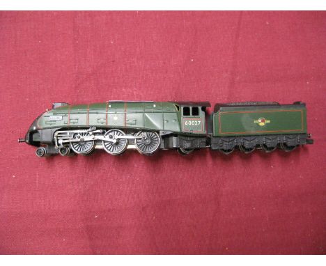 An 'N' Gauge 4-6-2 A4 Locomotive and Tender - 'Merlin', in BR green, by Graham Farish, unboxed.
