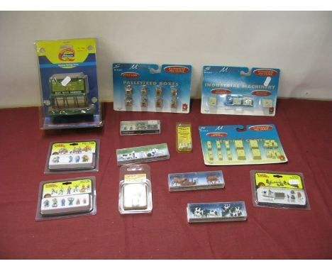 A Quantity of "HO" Scale Plastic Lineside Model Figures, Animals, Accessories, by Athearn, Scenic Accents, Faller Scene Maste