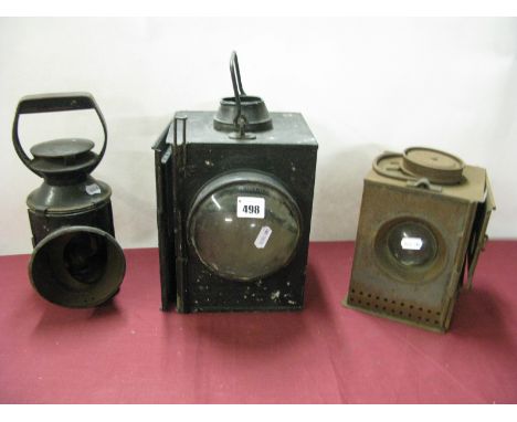 Three Railway Lamp Carcuss, including British Rail and Bullseye, all with damage/parts missing, etc.