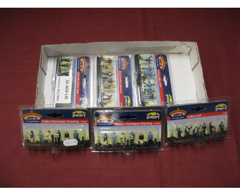 Six Packs of Bachmann Branch-Line 'Scenecraft' OO Scale Plastic Model Figures, to include Construction Workers, Station Passe