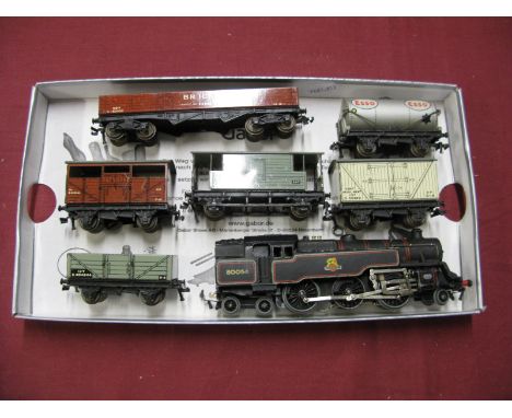 A Hornby Dublo Three rail 2-6-4 Standard Tank R/No.80054, plus six Dublo pieces of rolling stock.
