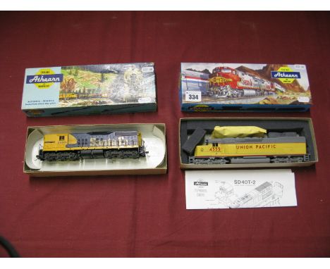 Two "HO" Scale Outline American Locomotives, by Athearn, including Union Pacific, R/No. 4555, Santa Fe, R/No. 2963 (corrosion