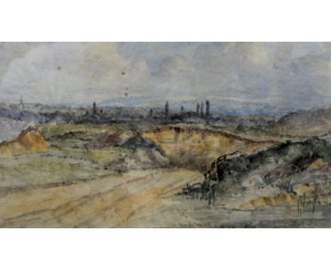 Myles Birket Foster (1825-1899): watercolour, sketch of a Surrey landscape, deleted from one of his books on the county, 13 x